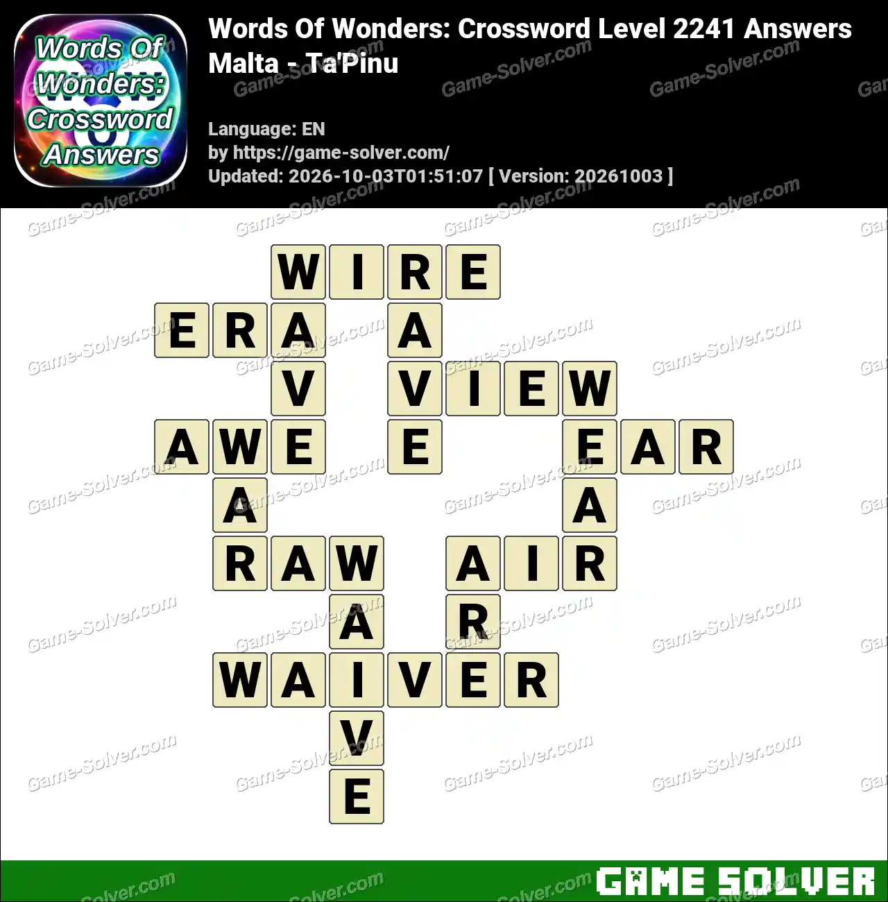 Words Of Wonders: Crossword Level 2241 Answers – Malta – Ta’Pinu